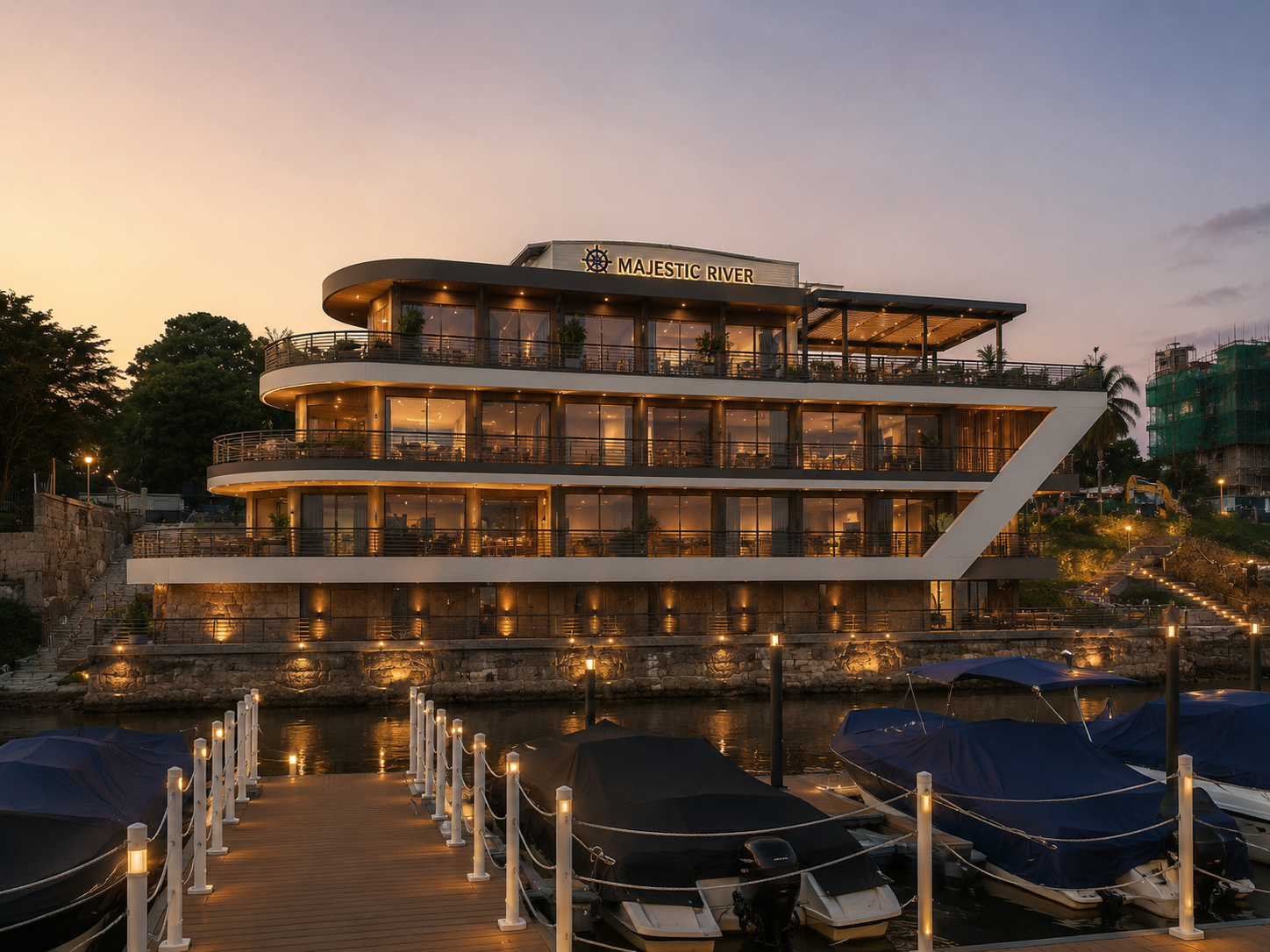 Marina Grill — terrasse vue fleuve Congo